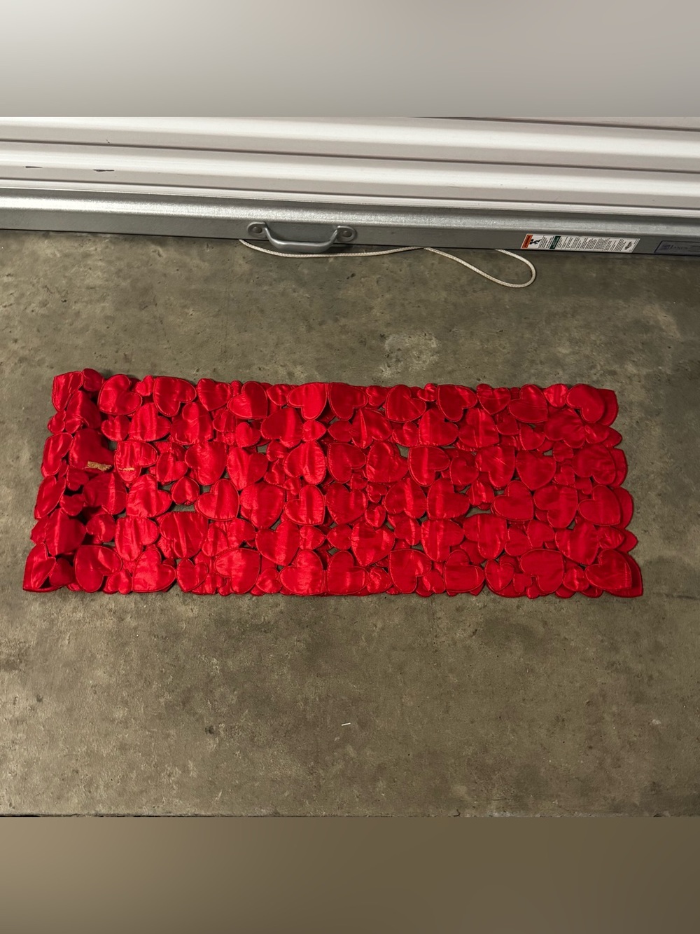 Romantic Red Satin Heart Table Runner